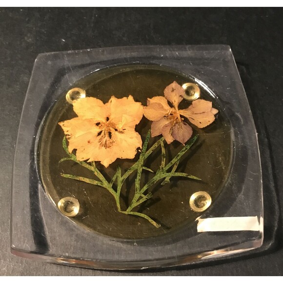 Vintage Coasters with Pressed Flowers Coaster Set Acrylic 5 Pieces - Picture 5 of 7